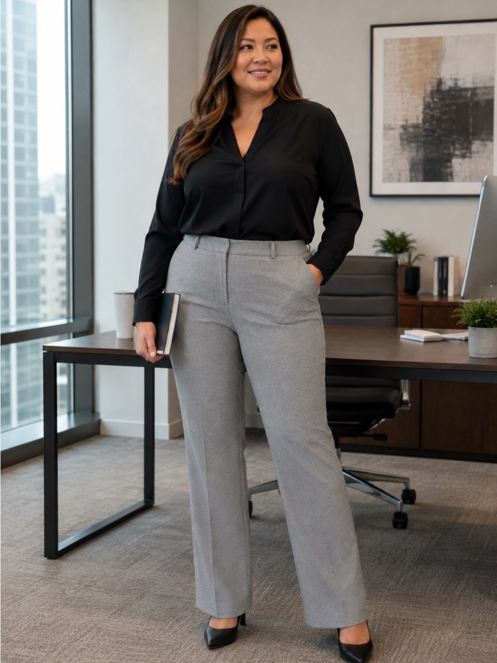 Quince New With Tags Gray Straight-Leg Trousers size large